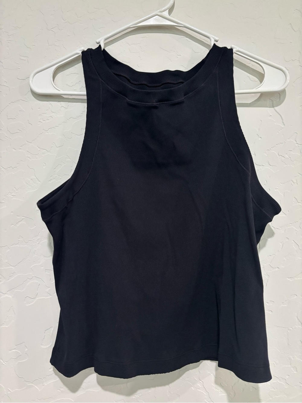 Nike Black Ribbed High-Neck Crop Tank
